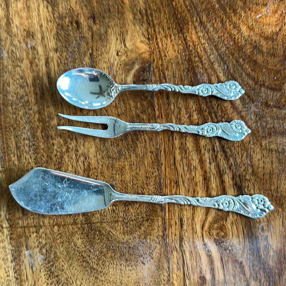 Vintage Nils Johan Sweden Stockholm Silverplate Cocktail Fork/spoon/butter knife